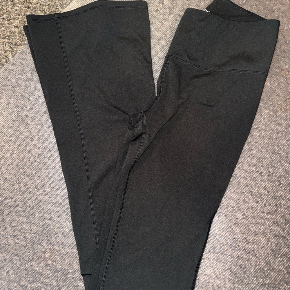 Black High-Waist Long Flare Leggings